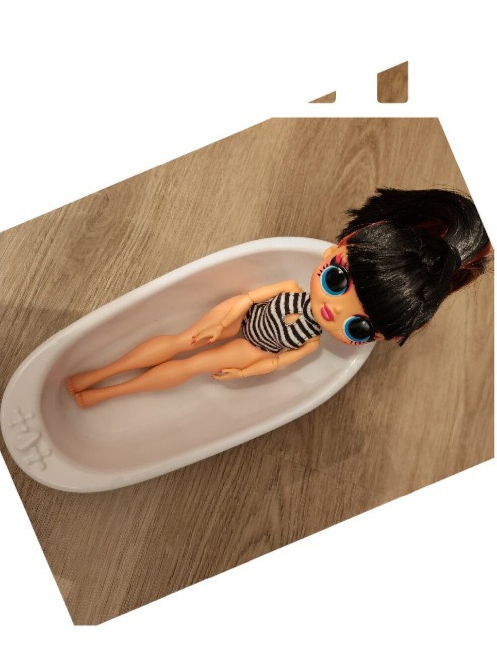 LOL Doll w Striped Swimsuit Black Hair